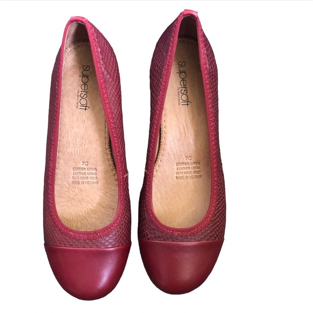 🌿 DIANA FERRARI 🌿 red snake skin wedge slip on shoes size 7 - Picture 1 of 7